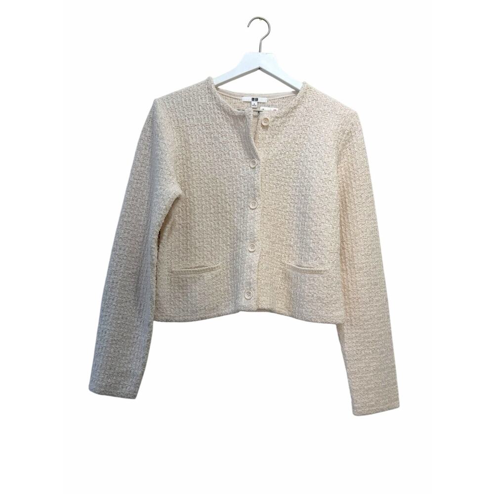 NWT UNIQLO Knitted Short Jacket Cardigan White Medium
